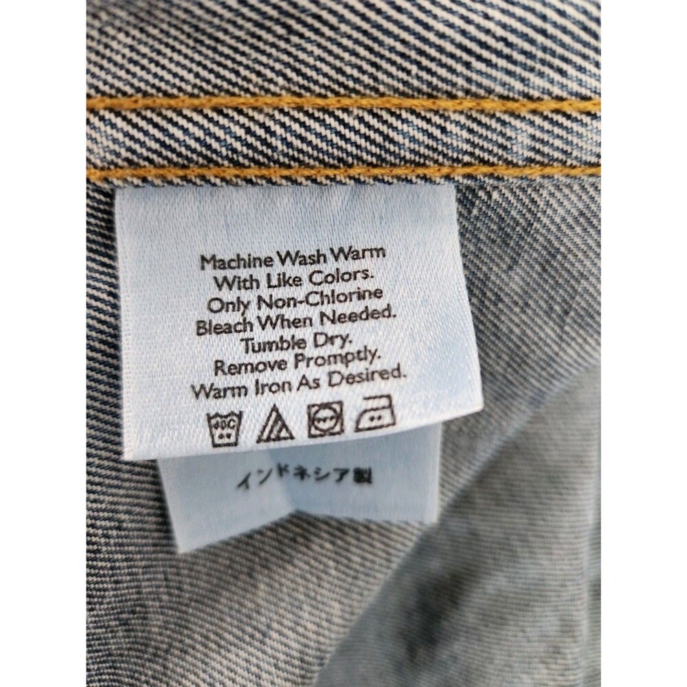 Vintage Eddie Bauer Trucker Jean Denim Jacket Blue Button Cotton - Size Large - Picture 5 of 6